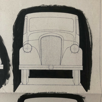 1934 Coachbuilder Car Design Blueprint Rendering Blue Print Coupe 