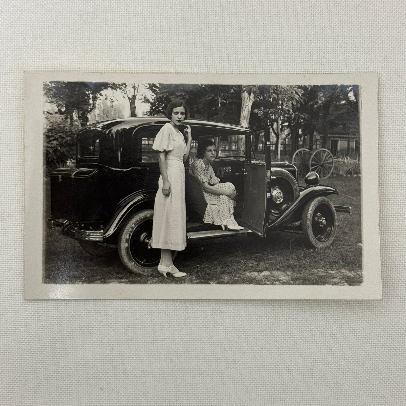 Antique Car Automobile Women Italian Real Photo Postcard RPPC Photograph