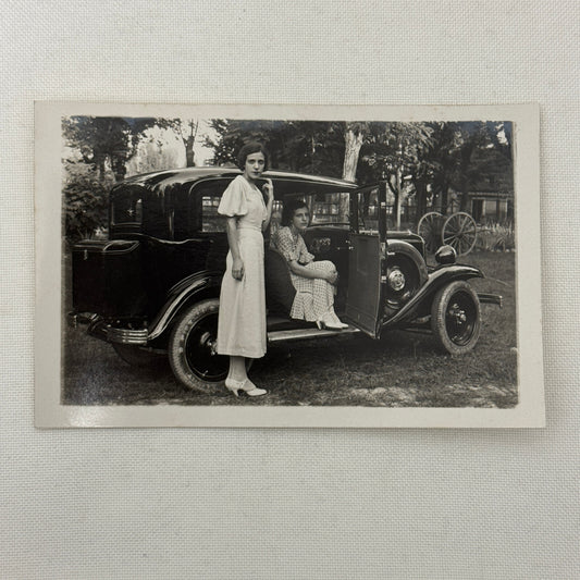 Antique Car Automobile Women Italian Real Photo Postcard RPPC Photograph