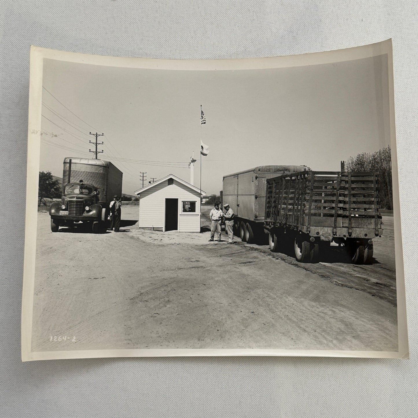 California Highway Truck Inspection Station Vintage Photo Photograph 1947