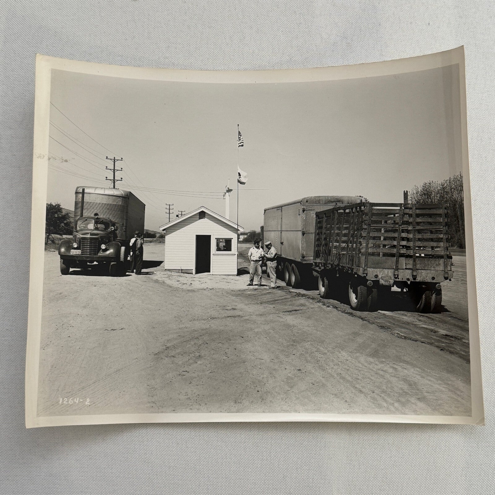 California Highway Truck Inspection Station Vintage Photo Photograph 1947