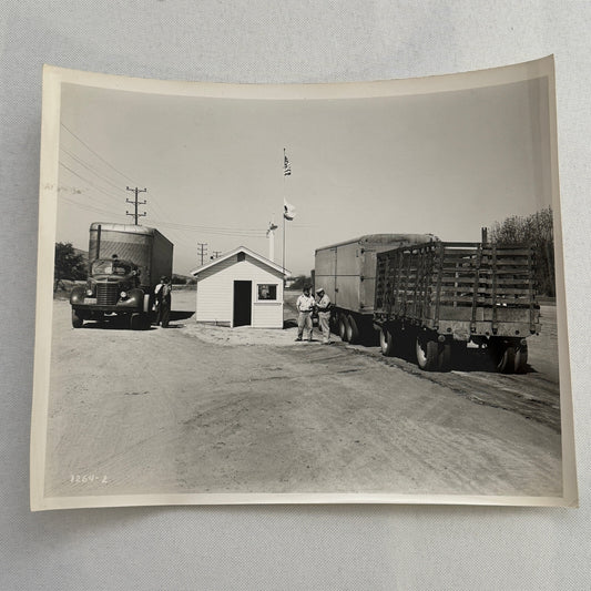 California Highway Truck Inspection Station Vintage Photo Photograph 1947