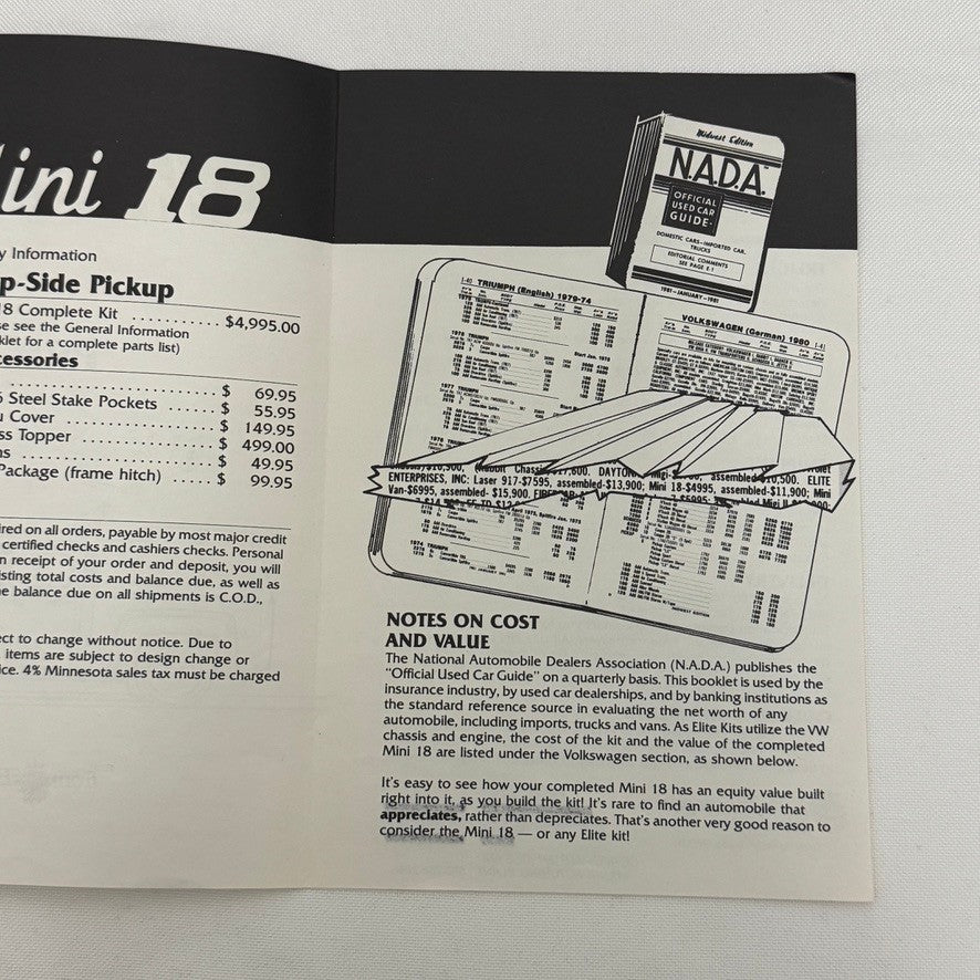 1982 Elite Enterprises Mini 18 Volkswagen VW Beetle Truck Conversion Kit Catalog