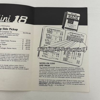 1982 Elite Enterprises Mini 18 Volkswagen VW Beetle Truck Conversion Kit Catalog