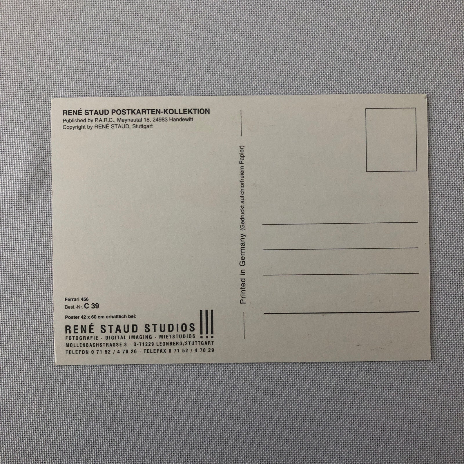 Ferrari 456 Rene Staud Postcard Post Card Sports Car