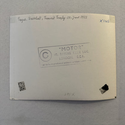 1922 Tourist Trophy TT Race Racing Photo Photograph Vintage Vauxhall Car