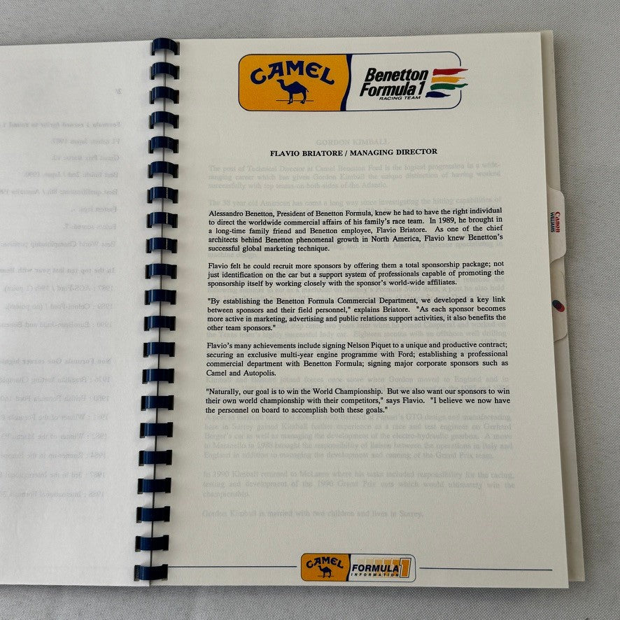 Camel Formula One Racing Press Kit Brochure Nelson Piquet Nigel Mansell 1991