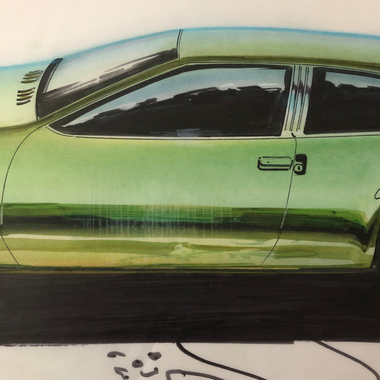 Styling Concept Car Illustration Art Drawing Sketch Vintage Original 1970 ?