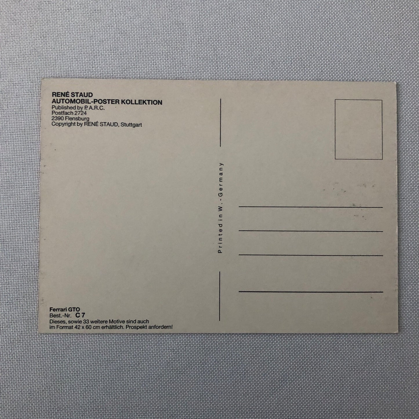 Ferrari 288 GTO Rene Staud Postcard Post Card Ferrari 288GTO