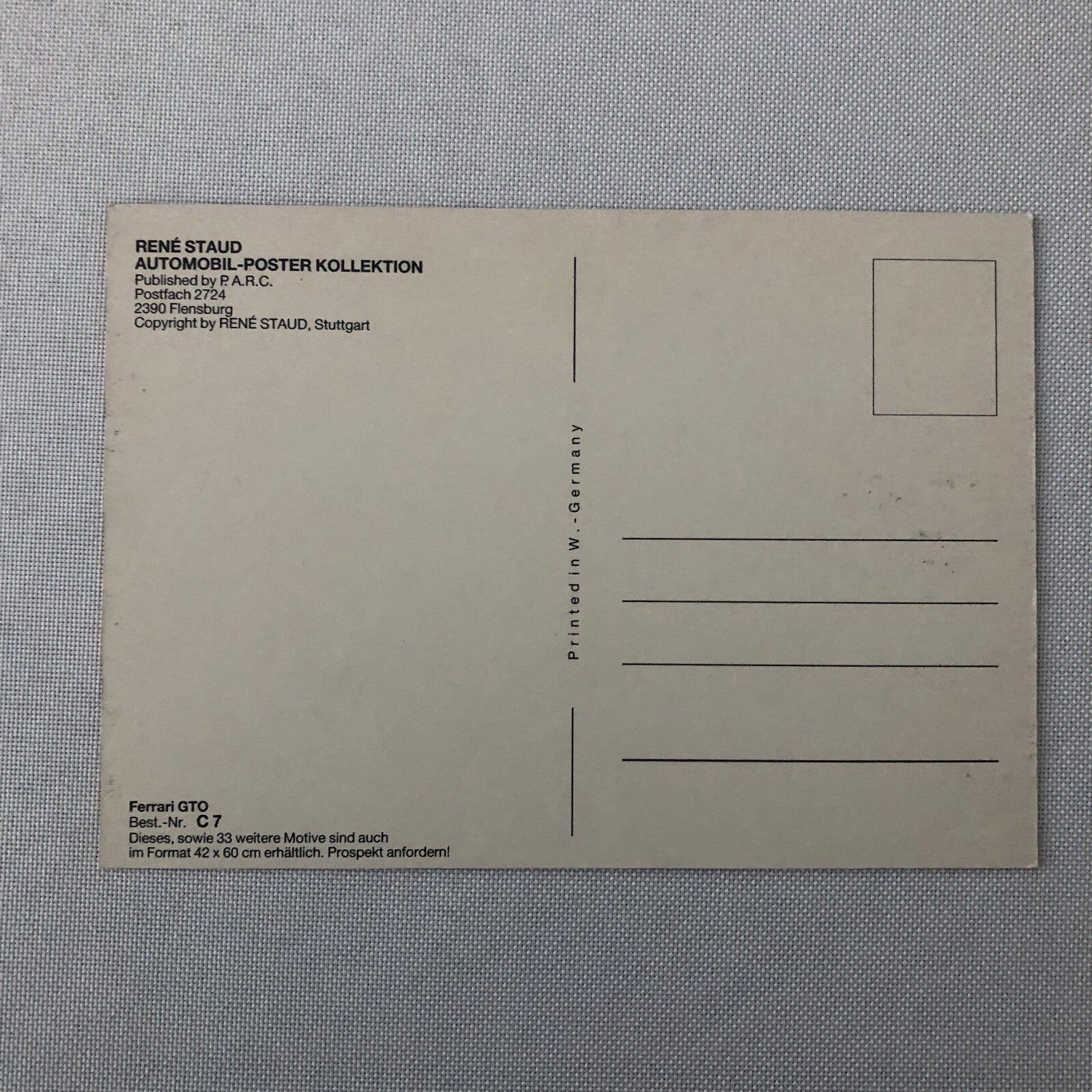 Ferrari 288 GTO Rene Staud Postcard Post Card Ferrari 288GTO