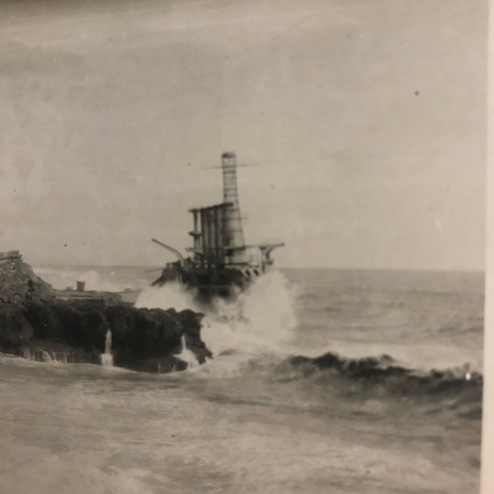 Antique Glass Plate Lantern Slide USS Memphis Navy Ship Boat 1916 Tennessee