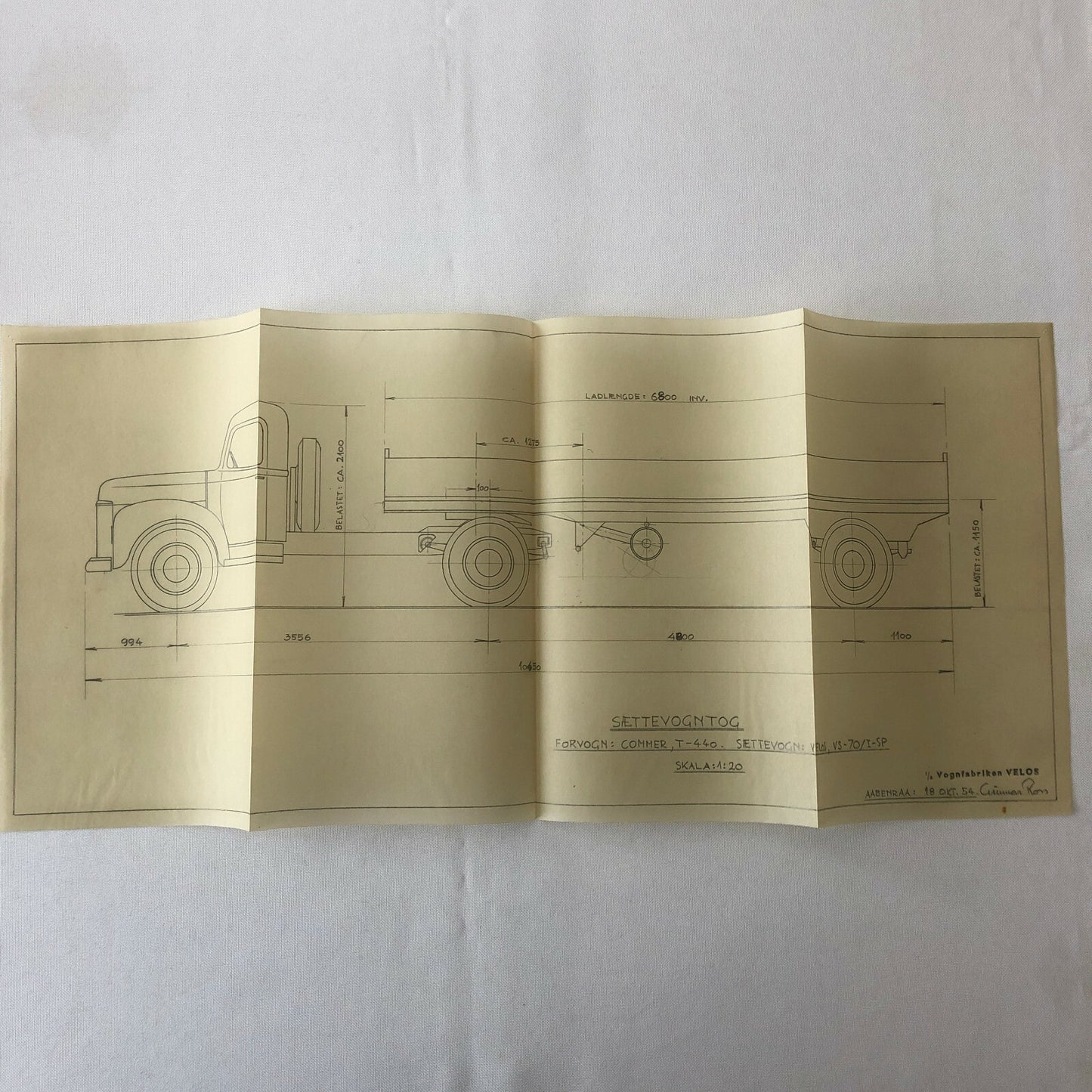 1954 Coachbuilder Truck Design Blueprint Rendering Blue Print Tractor Trailer