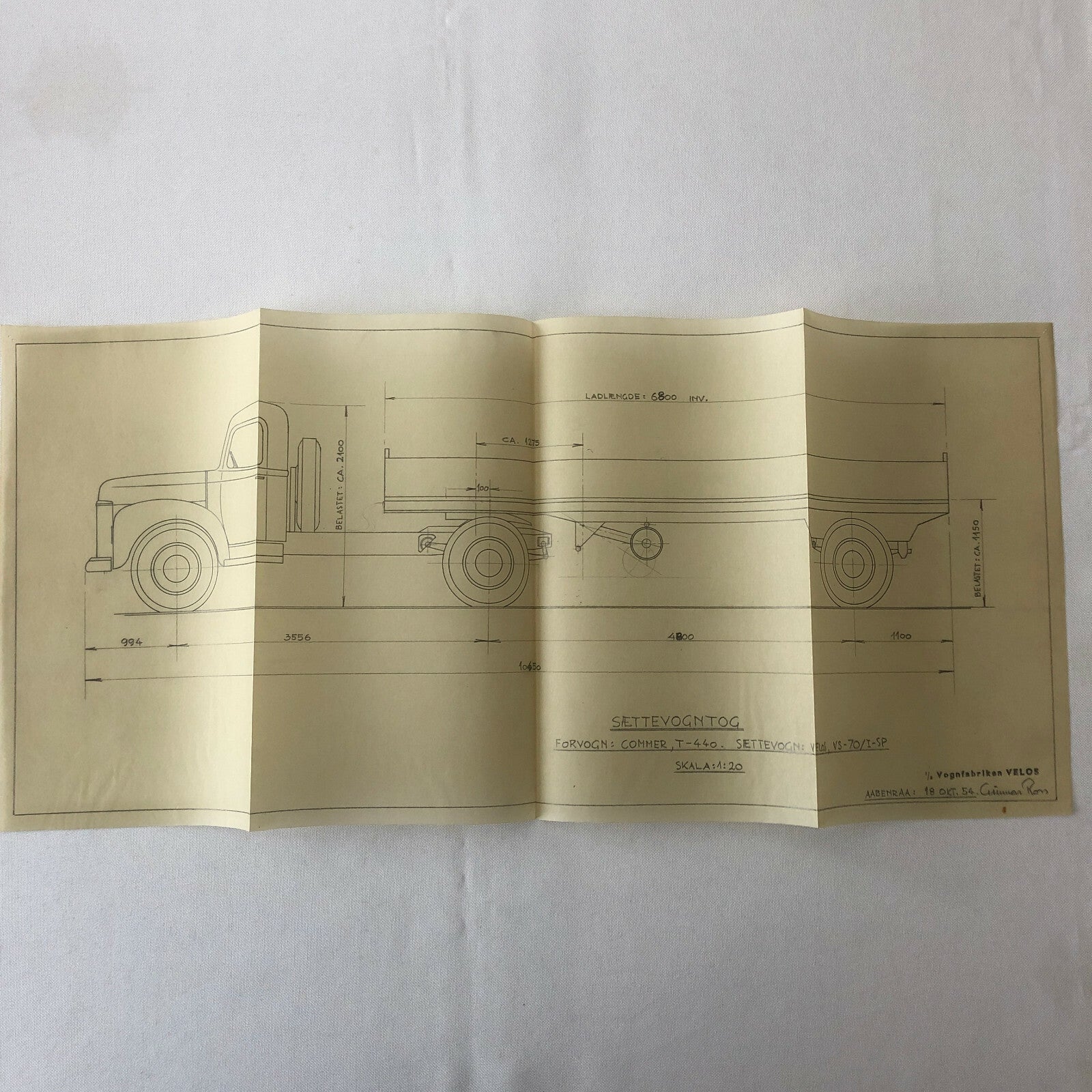 1954 Coachbuilder Truck Design Blueprint Rendering Blue Print Tractor Trailer