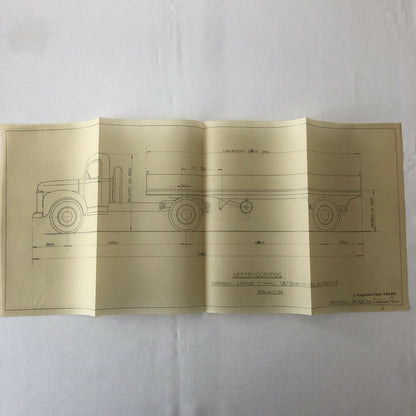 1954 Coachbuilder Truck Design Blueprint Rendering Blue Print Tractor Trailer