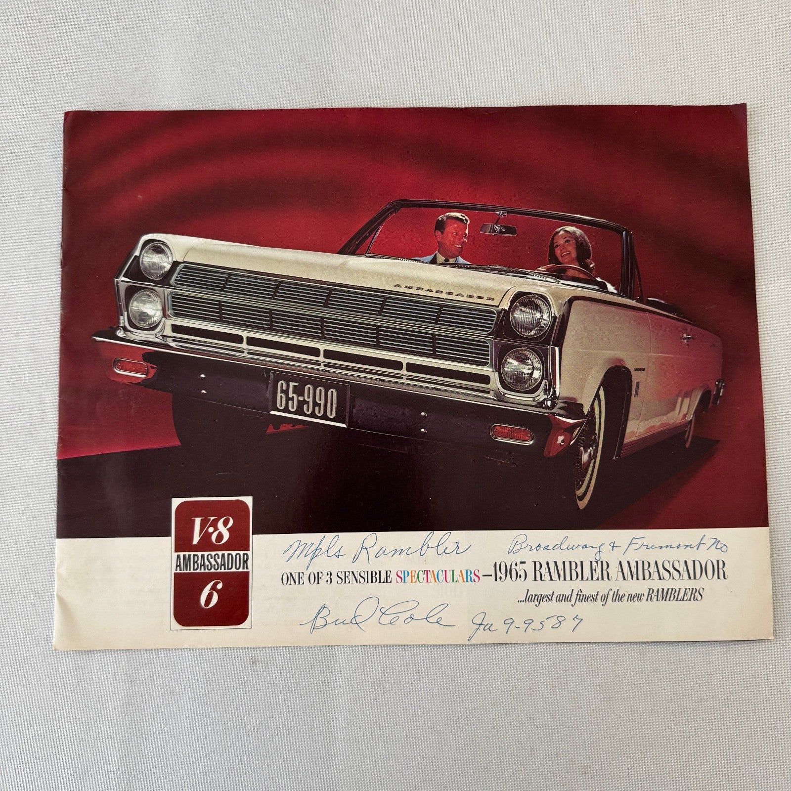 1965 Rambler Ambassador Car Sales Brochure Catalog Advertising Convertible +