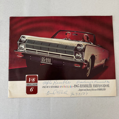 1965 Rambler Ambassador Car Sales Brochure Catalog Advertising Convertible +