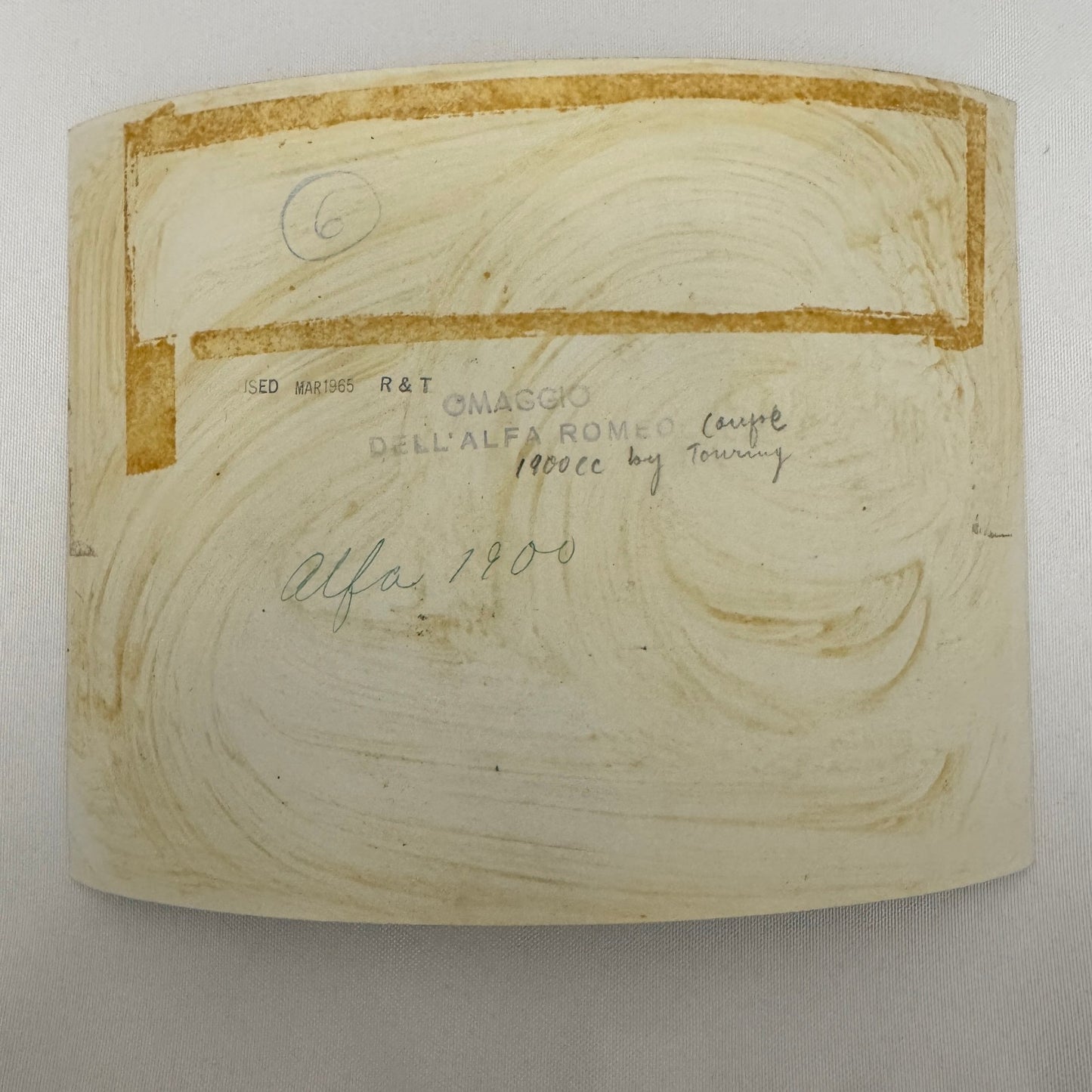 Vintage Alfa Romeo 1900 Photo Photograph 1965 Date Stamp Touring Coachbuilder