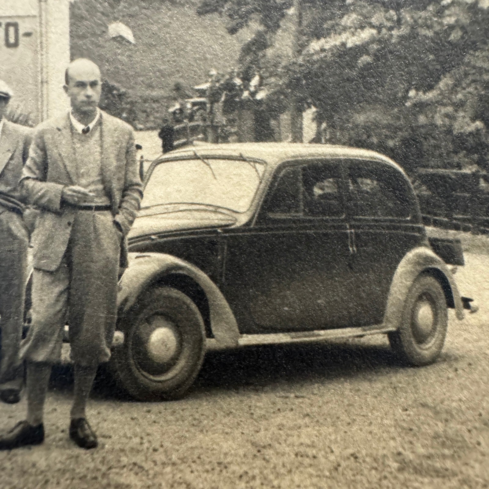 Vintage Photograph Photo Print People with Car Automobile European