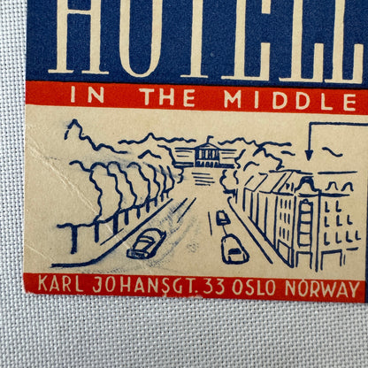 Vintage Hotel Travel Luggage Label Hotel Nobel Oslo Norway Norwegian