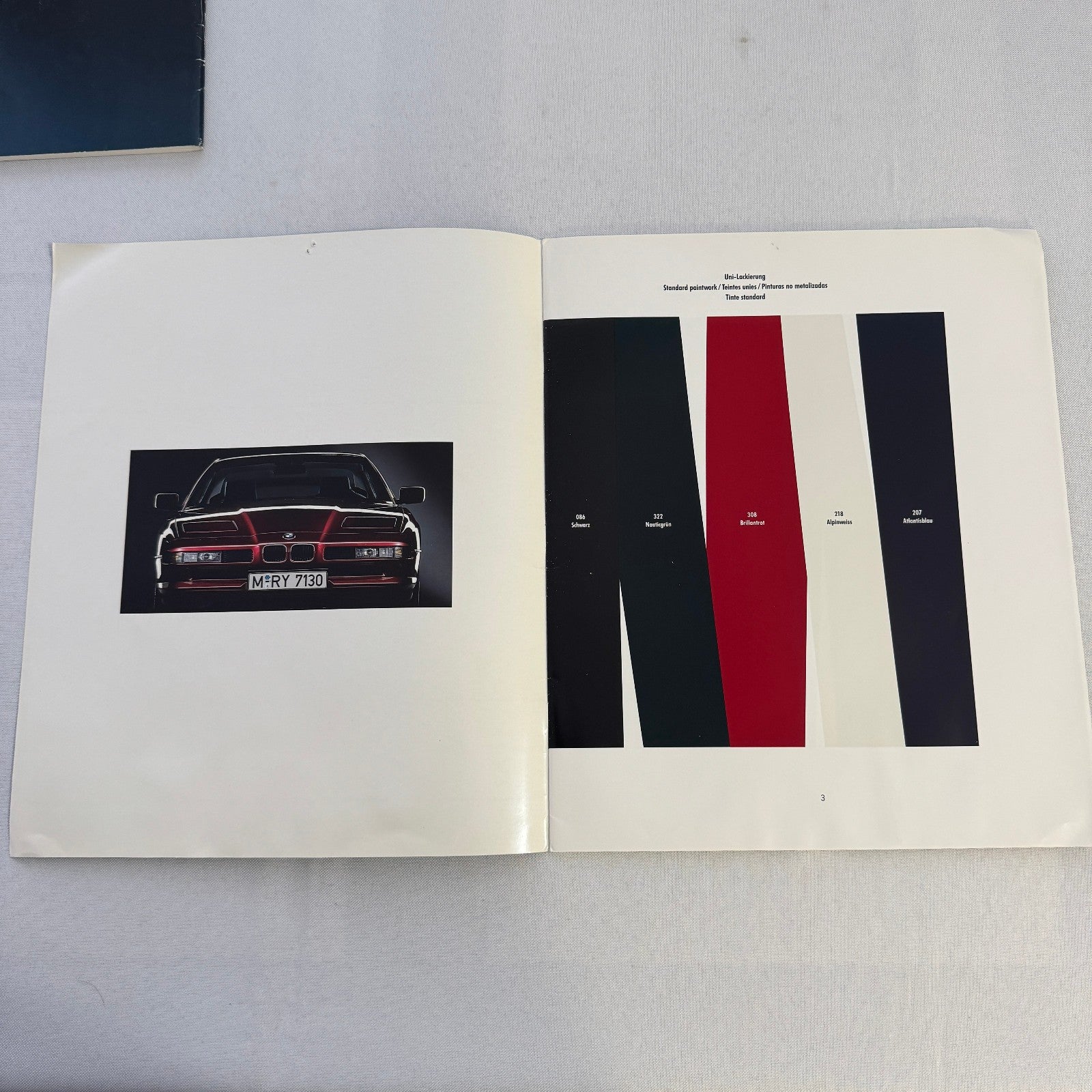 1990 BMW 850i Brochure Catalog BMW 8 Series BMW 850 Colour & Upholstery Lot 2x