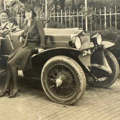 Vintage Postcard Real Photo Postcard RPPC People Fiat Car Automobile