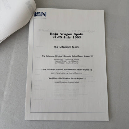 Rothmans Mitsubishi Pajero Rally Rallye Racing Press Kit 1993 Baja Aragon Spain