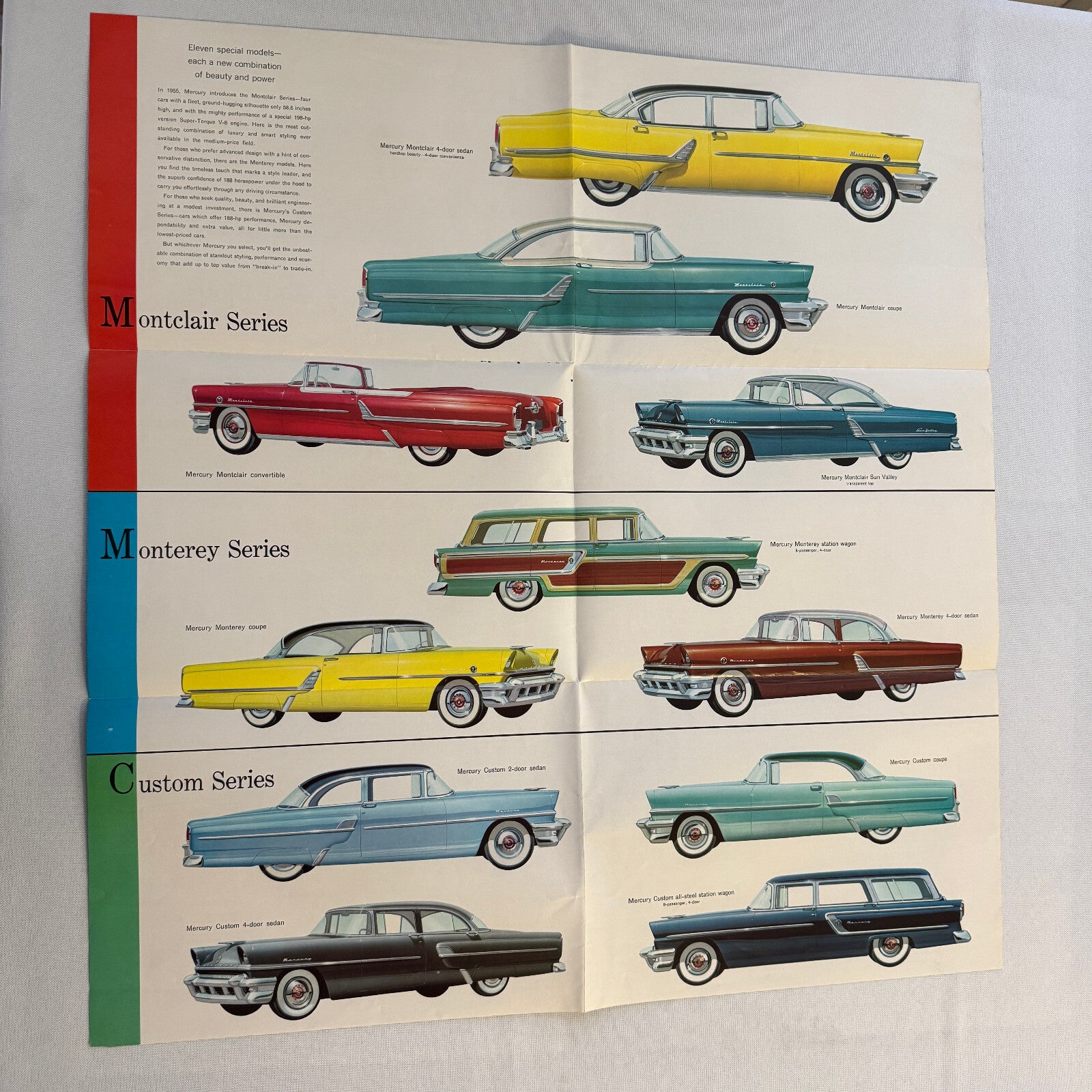 1955 Mercury Car Sales Brochure Catalog Mercury Montclair Monterey Custom