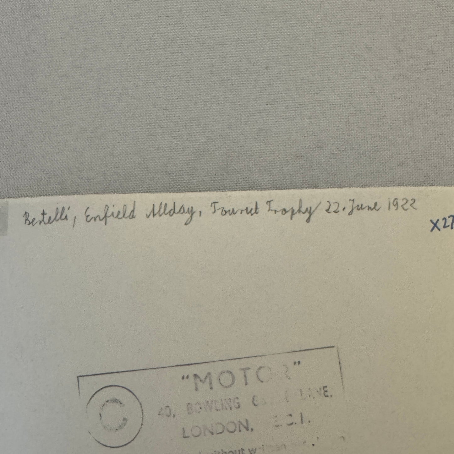 1922 Tourist Trophy TT Race Racing Photo Photograph Vintage Enfield Allday Car