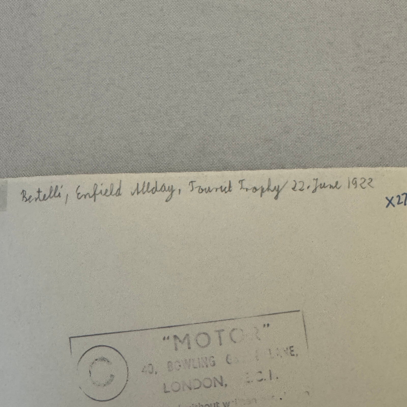 1922 Tourist Trophy TT Race Racing Photo Photograph Vintage Enfield Allday Car