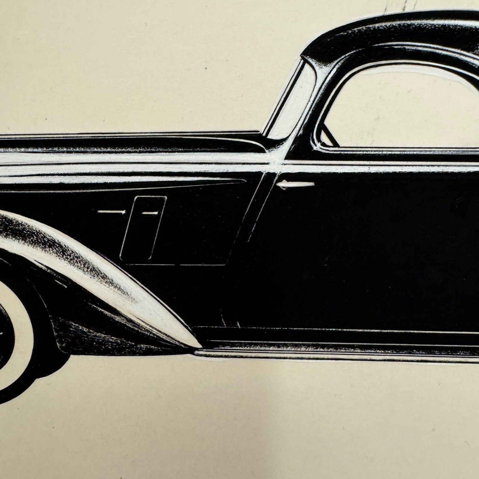 1935 Hupmobile Aerodynamic 8 Coupe Car Illustration Art Drawing Hand Drawn