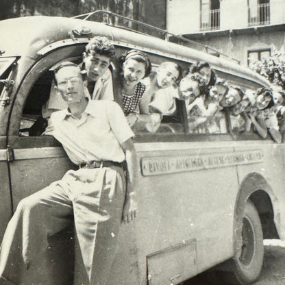 Vintage Photograph Photo Print Teenagers in Bus European