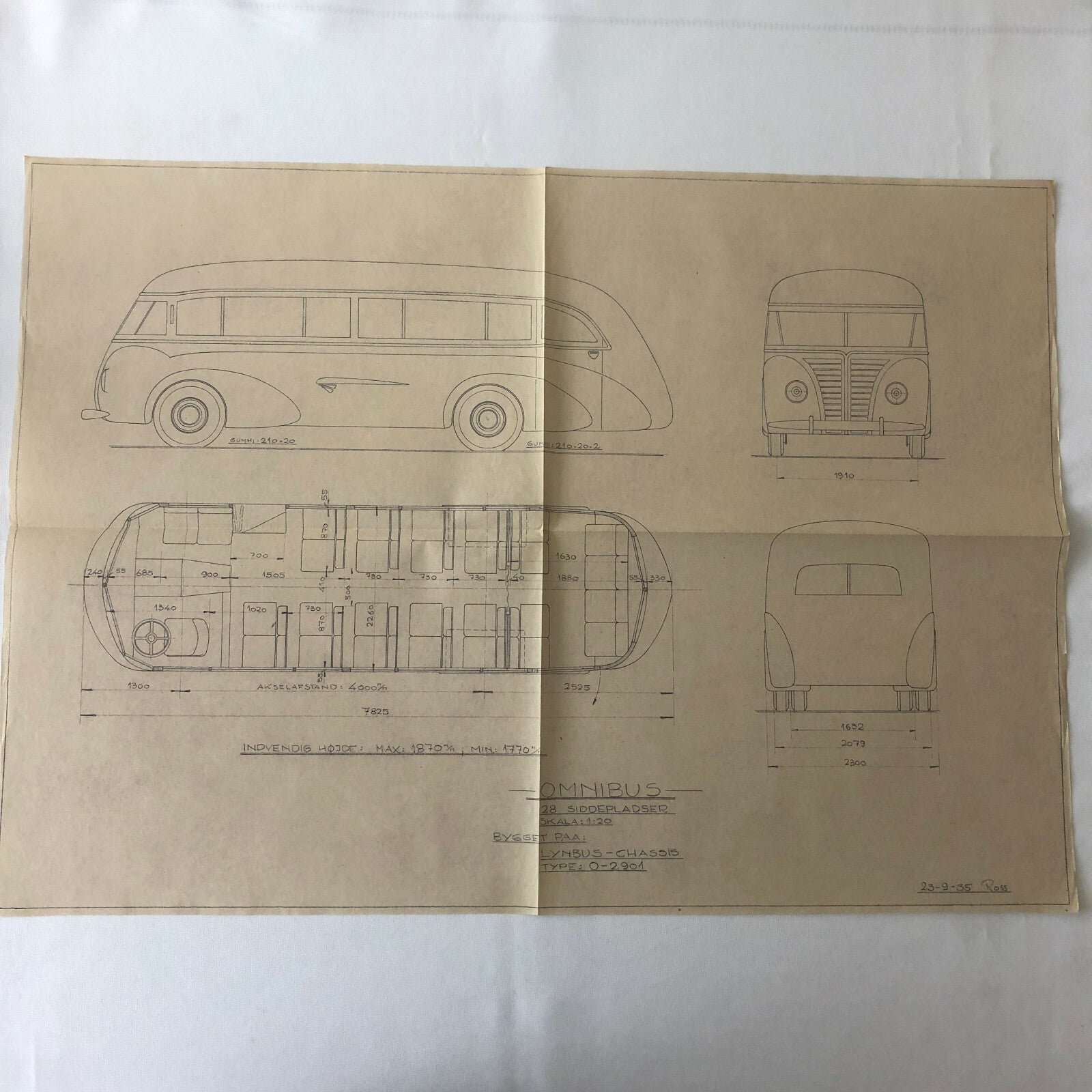 1935 Coachbuilder Bus Design Blueprint Rendering Blue Print Coach Bus Truck