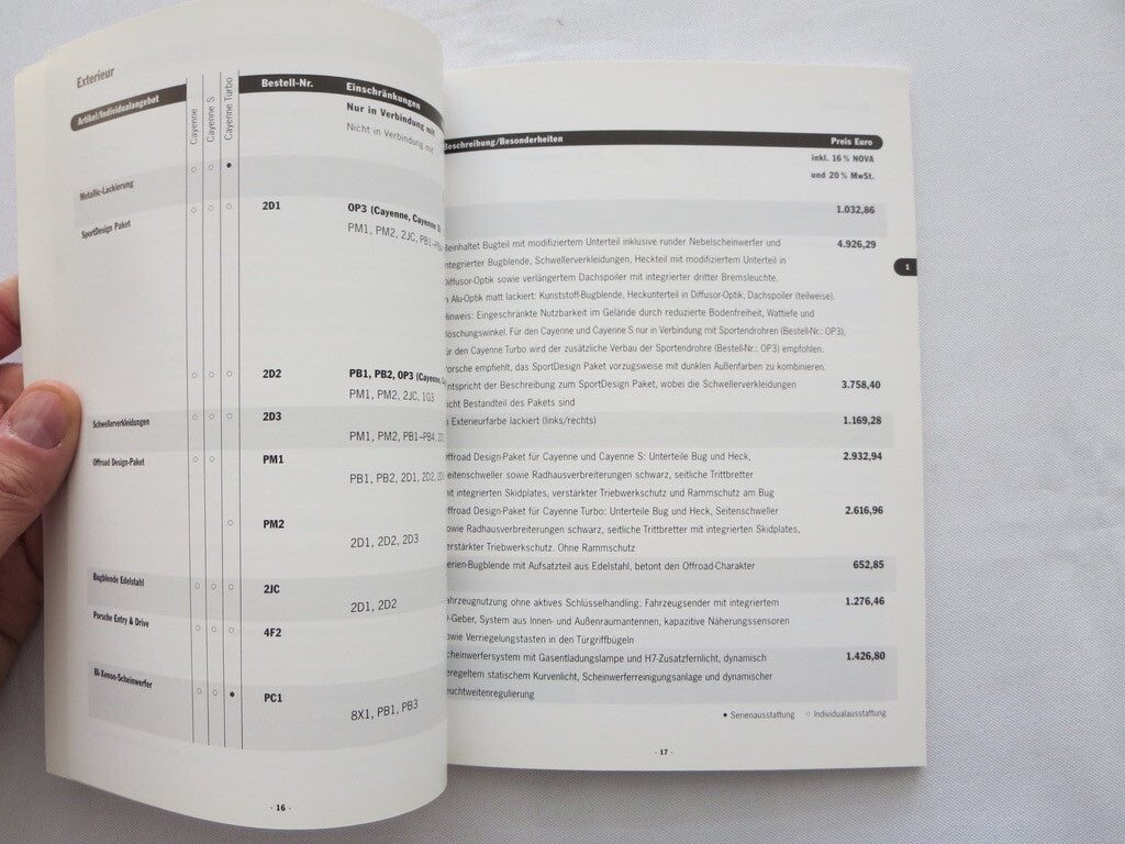 2005 Porsche Cayenne Price & Options Sales Brochure Book Catalog GERMAN 