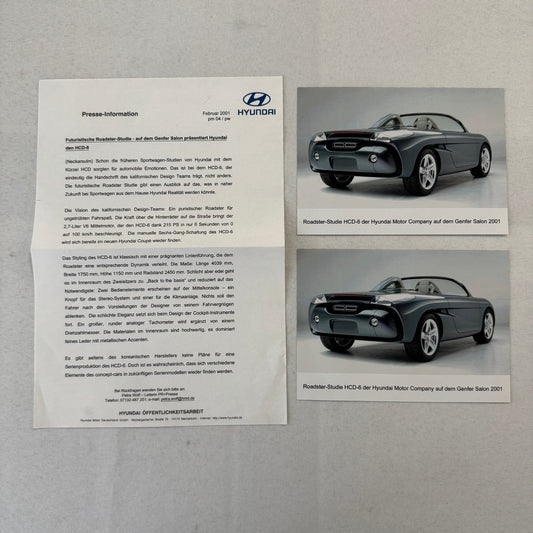 2001 Hyundai HCD-6 Concept Car Prototype Press Kit Photos German Hyundai HCD 6