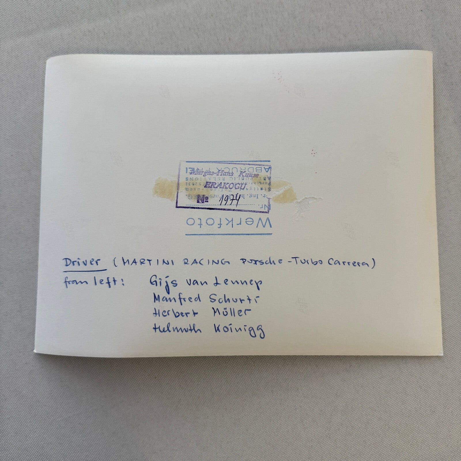 Porsche Martini Racing Team Photo Photograph Herbert Muller Gijs Van Lennep +