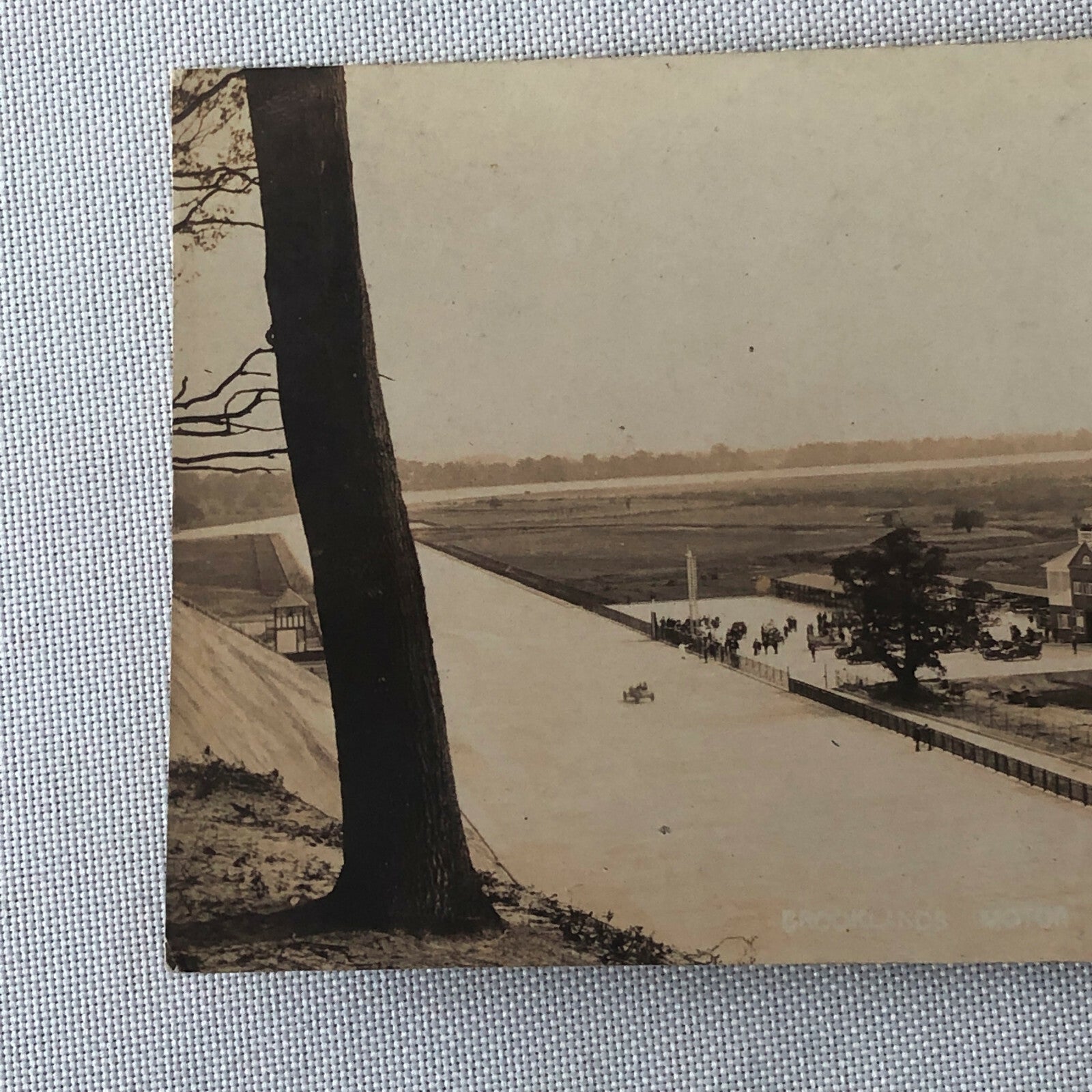 Antique RPPC Real Photo Postcard Brooklands Motor Course Racetrack Car Racing 