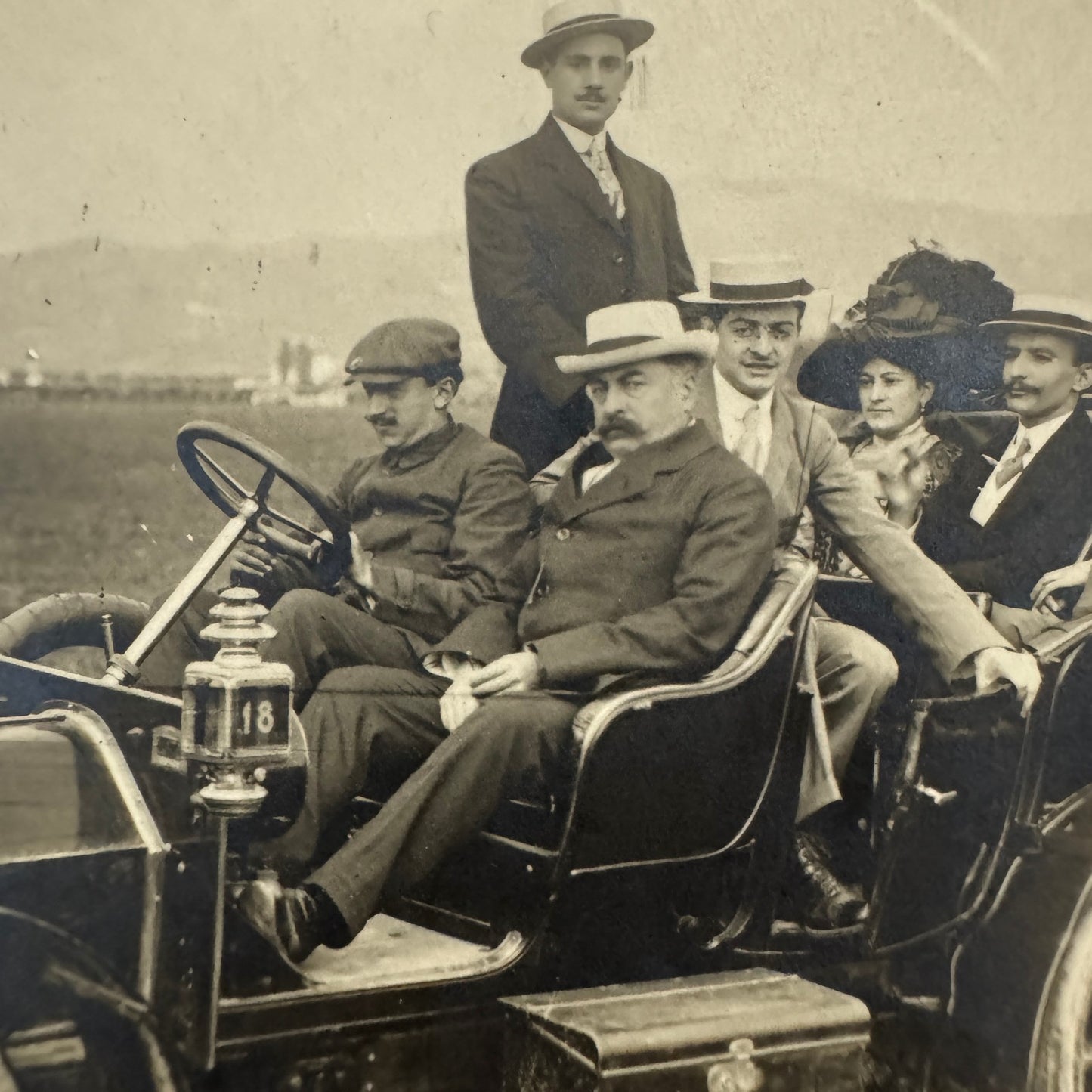 Vintage Photograph Photo People with Early Antique Car Automobile