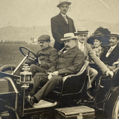 Vintage Photograph Photo People with Early Antique Car Automobile