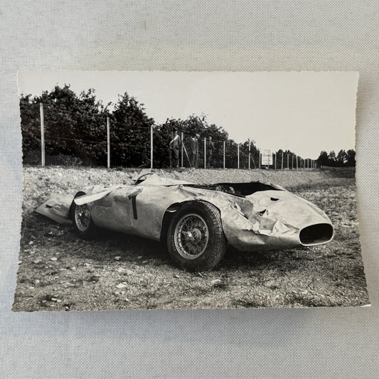 Vintage Racing Photo Mercedes Benz Car Crash Wreck Giuseppe Farina CAHIER