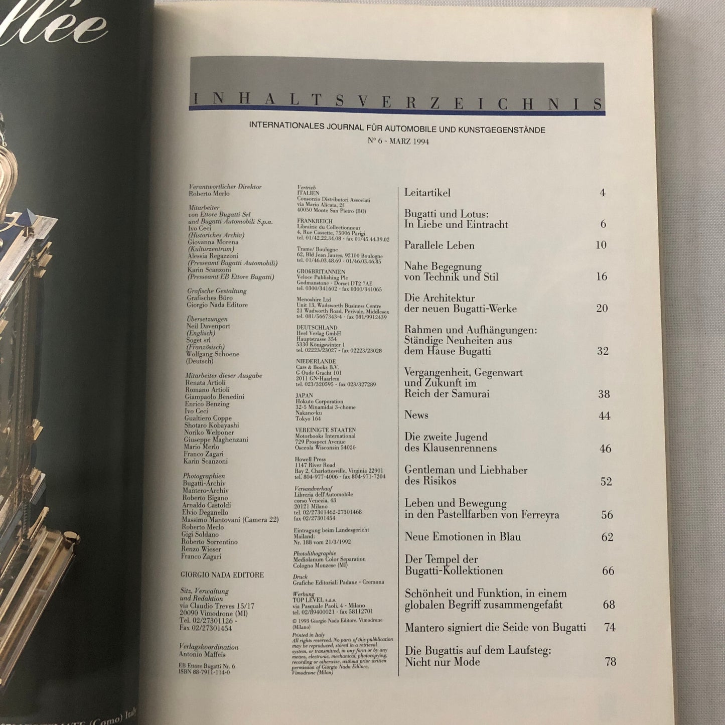 1994 Bugatti Car Book Magazine Journal German Text Vintage Cars +