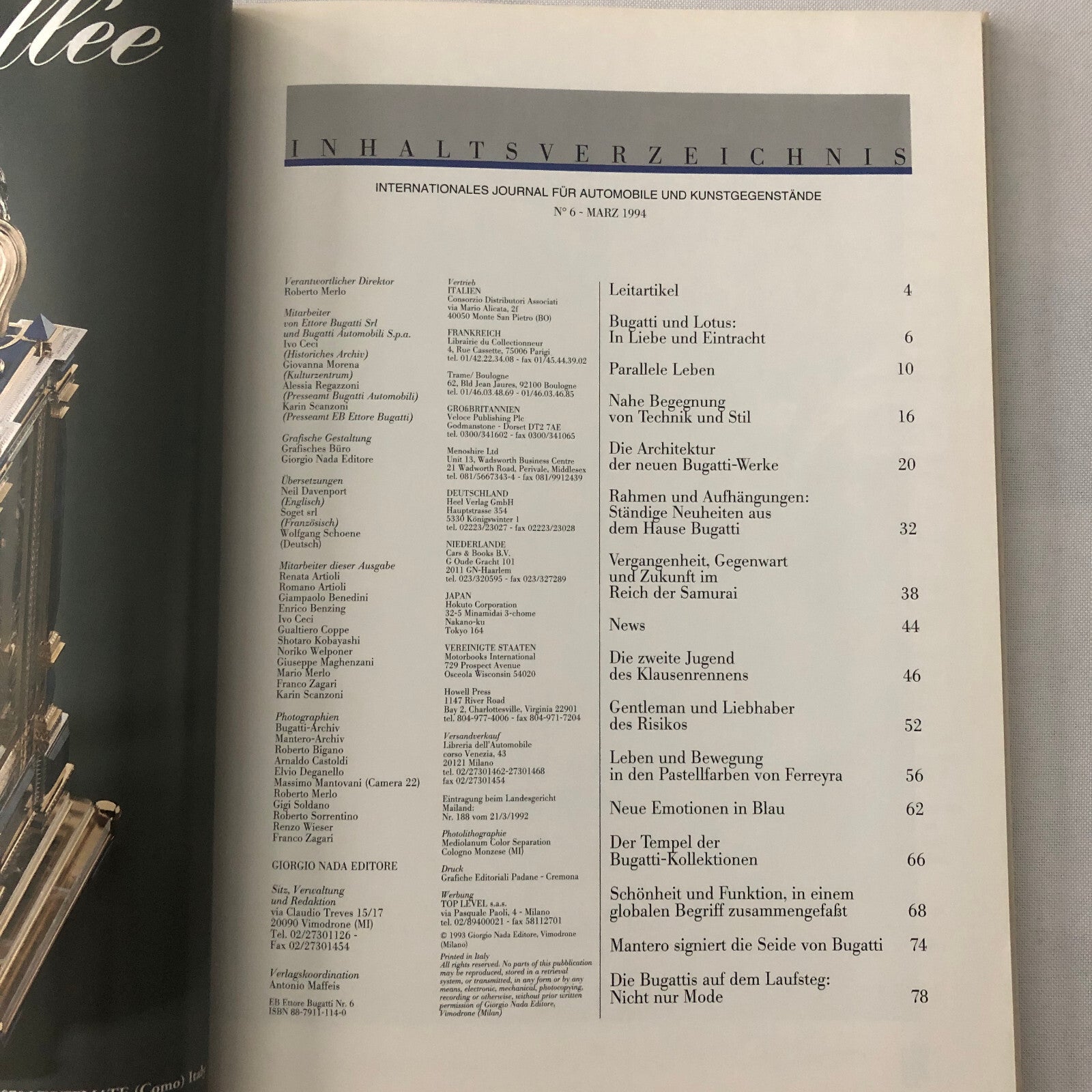 1994 Bugatti Car Book Magazine Journal German Text Vintage Cars +