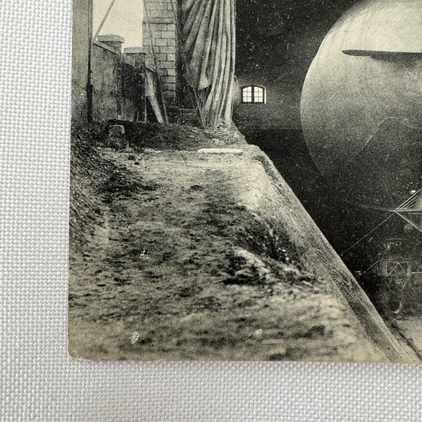 Vintage Zeppelin Airship Dirigible Postcard French Le Lebaudy in Hangar 1907