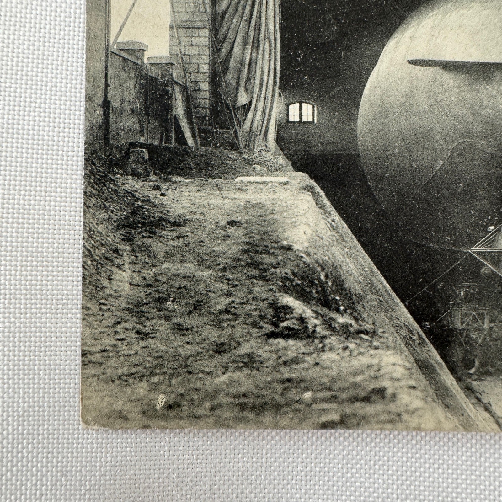 Vintage Zeppelin Airship Dirigible Postcard French Le Lebaudy in Hangar 1907