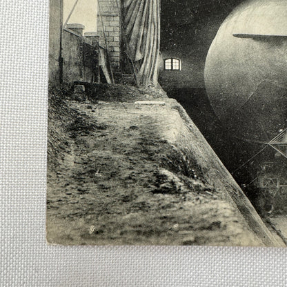 Vintage Zeppelin Airship Dirigible Postcard French Le Lebaudy in Hangar 1907