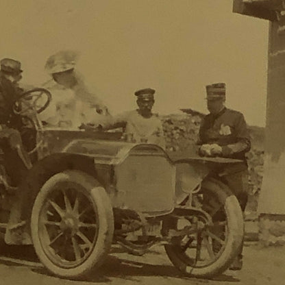 Antique Photo Photograph Print Men in Early Automobile Car Vehicle 1907 Italy ?