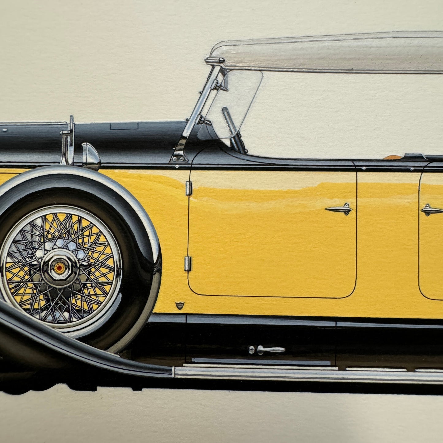 1932 Duesenberg Model J by Coachbuilder Derham Car Illustration Art Drawing