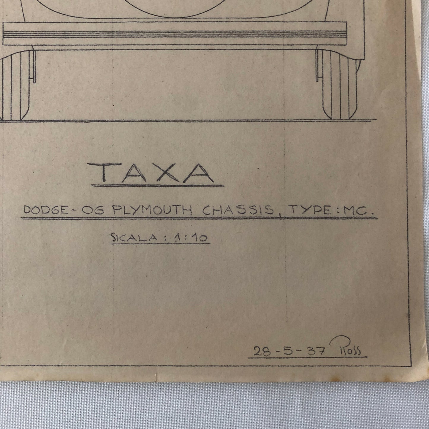 1937 Coachbuilder Car Design Blueprint Rendering Blue Print Dodge / Plymouth