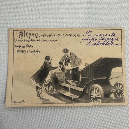 Fabbre & Gagliardi Vintage Car Advertising Postcard Alcyon Car Vintage Italian