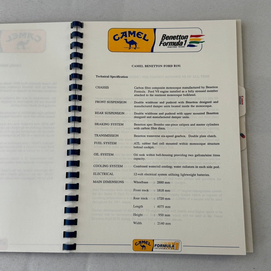 Camel Formula One Racing Press Kit Brochure Nelson Piquet Nigel Mansell 1991