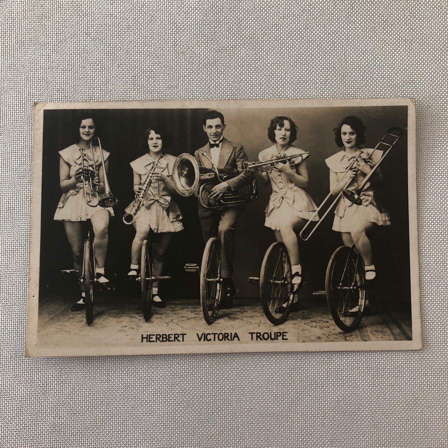 Circus Performer Unicycle Musicians Photo Postcard Real Photo Postcard RPPC ?